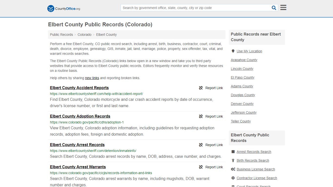 Elbert County Public Records (Colorado) - County Office