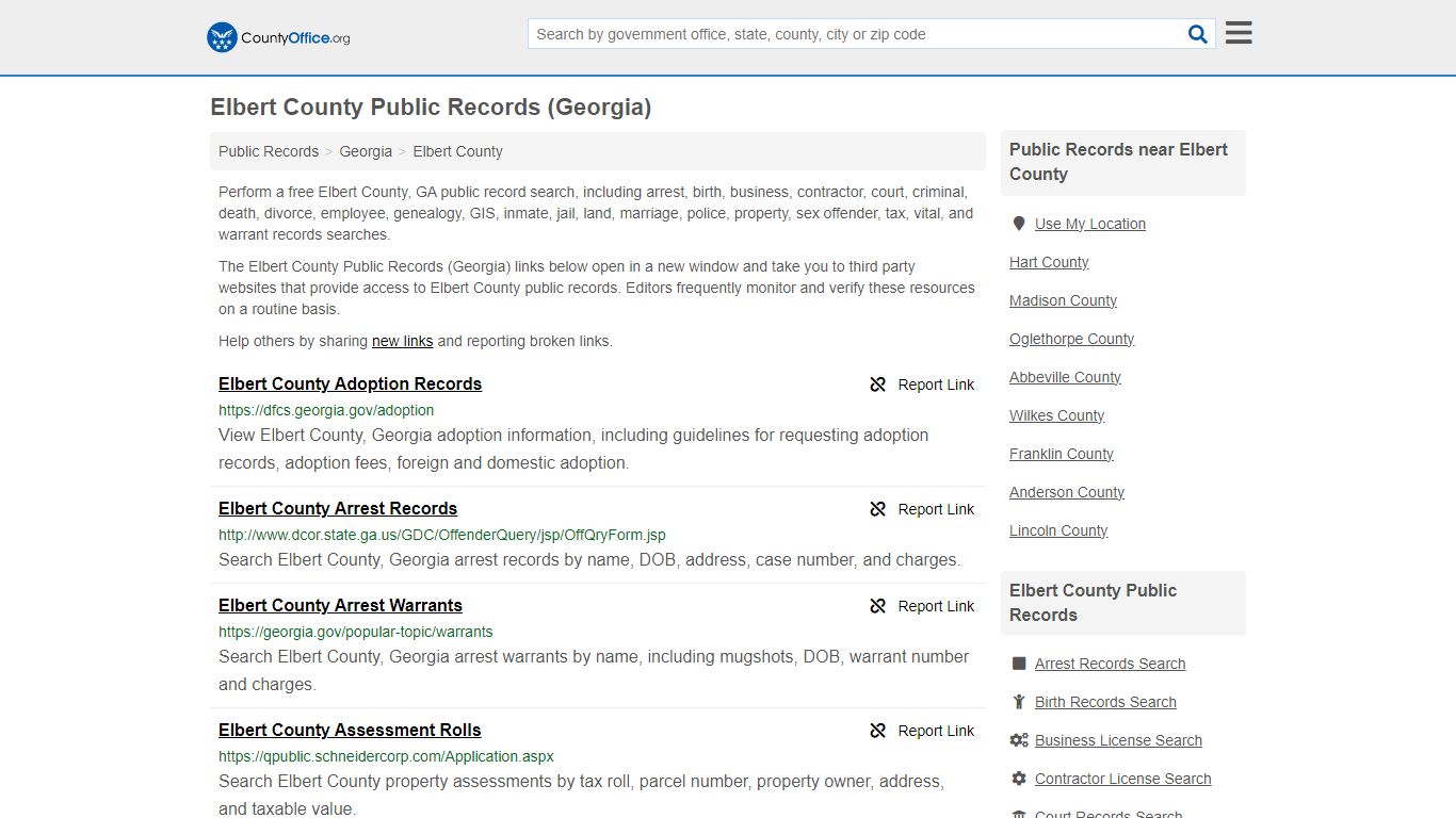 Public Records - Elbert County, GA (Business, Criminal, GIS, Property ...
